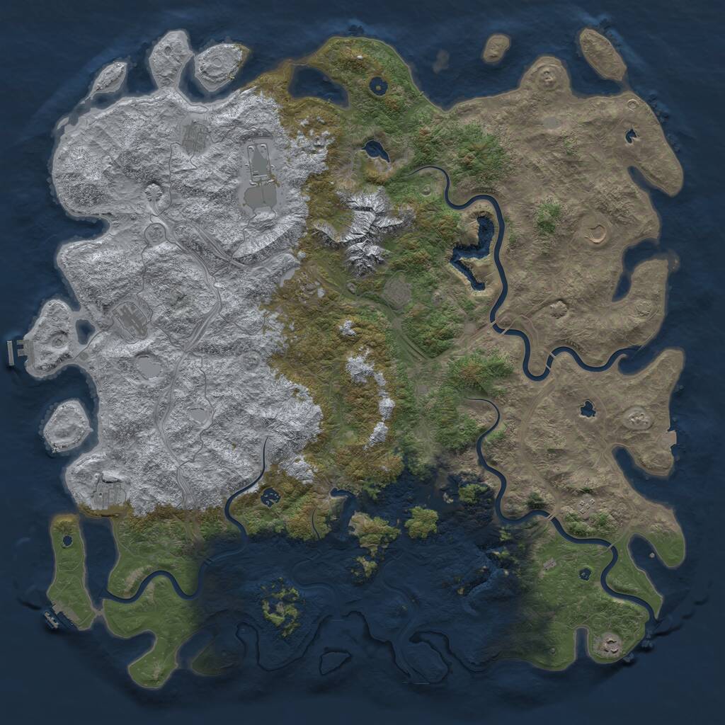Rust Map: Procedural Map, Size: 6000, Seed: 374105111, 17 Monuments
