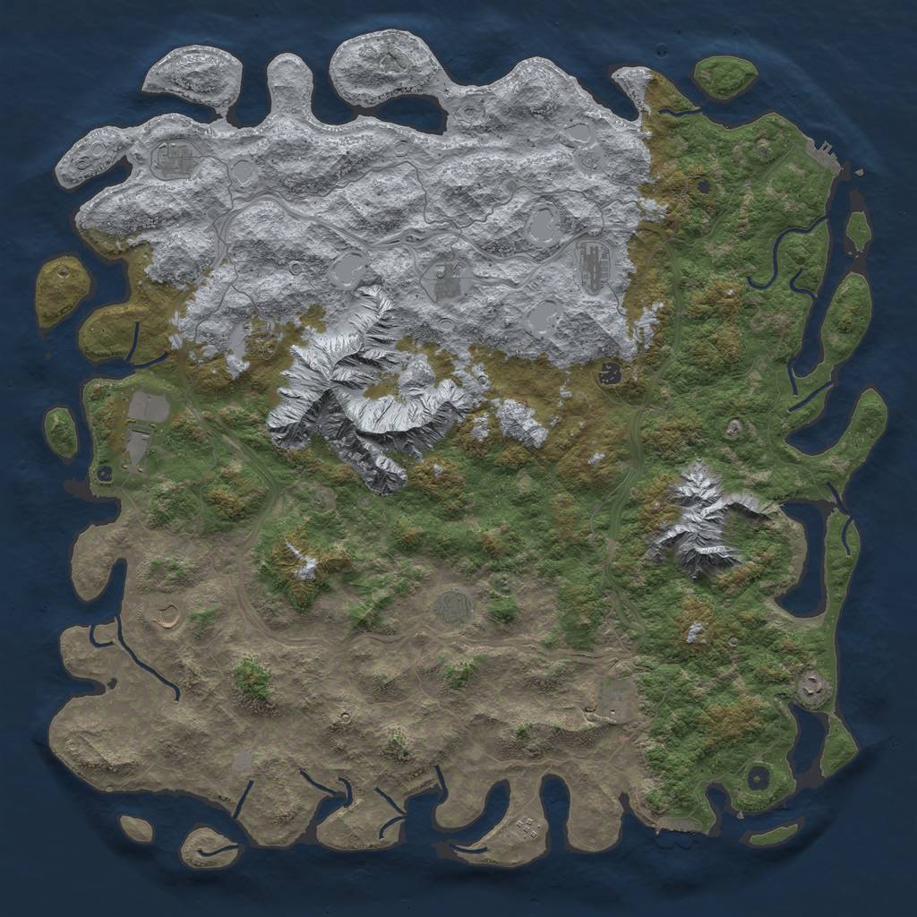 Rust Map: Procedural Map, Size: 6000, Seed: 192837465, 18 Monuments