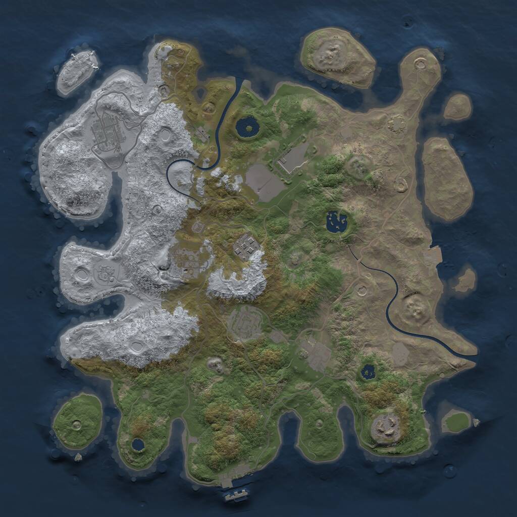 Rust Map: Procedural Map, Size: 3500, Seed: 320032, 13 Monuments