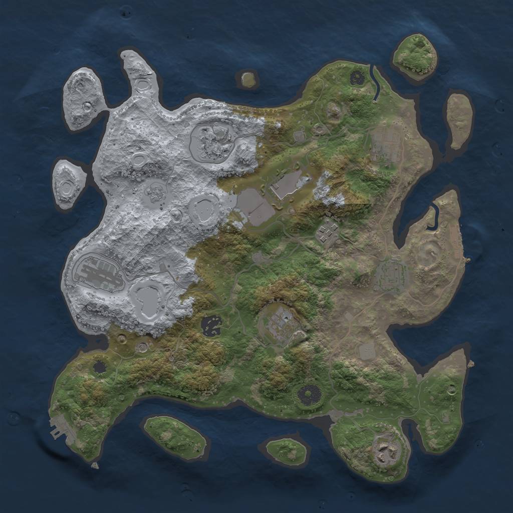Rust Map: Procedural Map, Size: 3500, Seed: 3475475, 16 Monuments