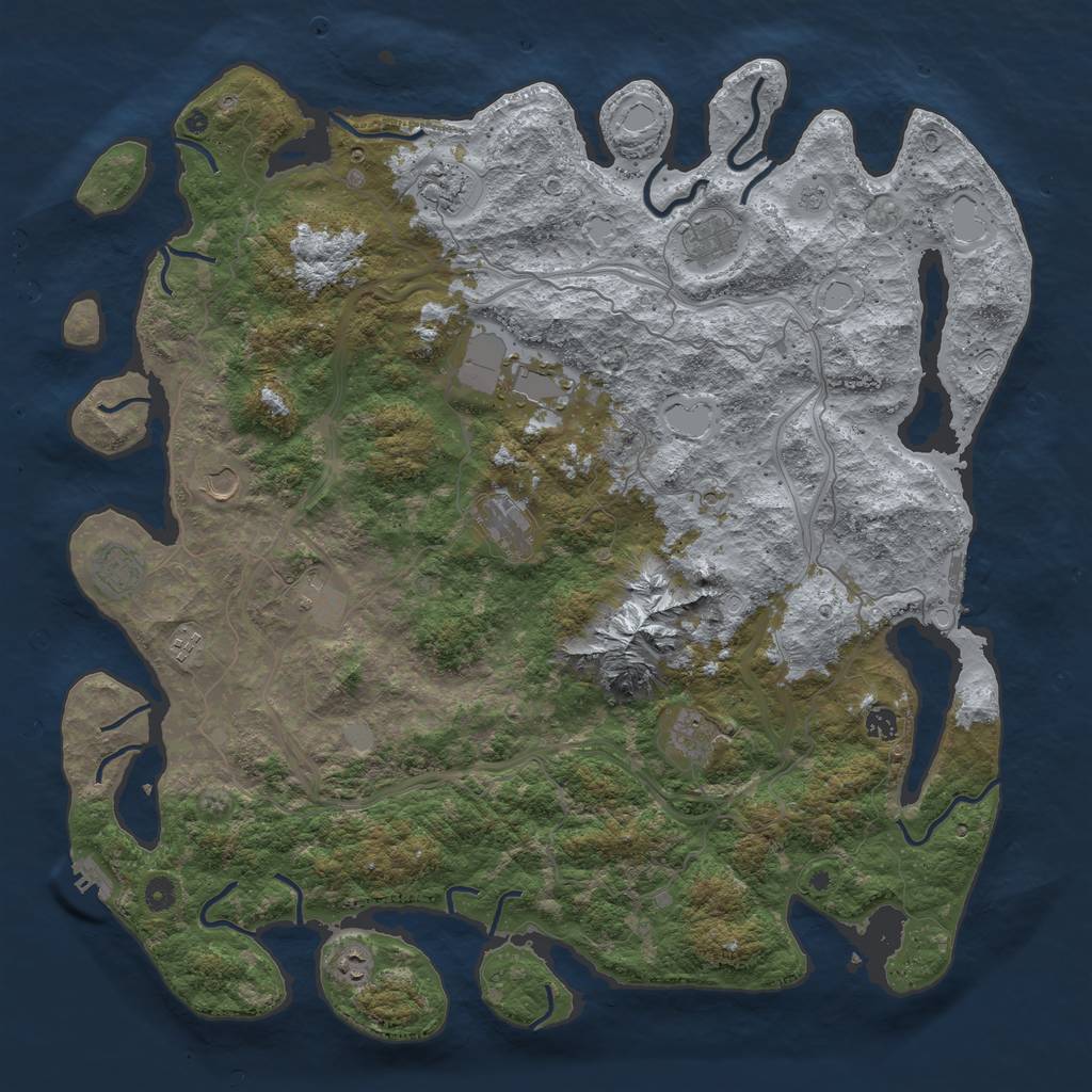 Rust Map: Procedural Map, Size: 5000, Seed: 468654256, 18 Monuments