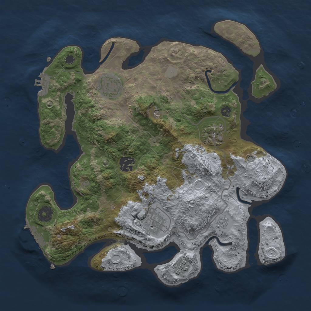 Rust Map: Procedural Map, Size: 3000, Seed: 1930319511, 12 Monuments