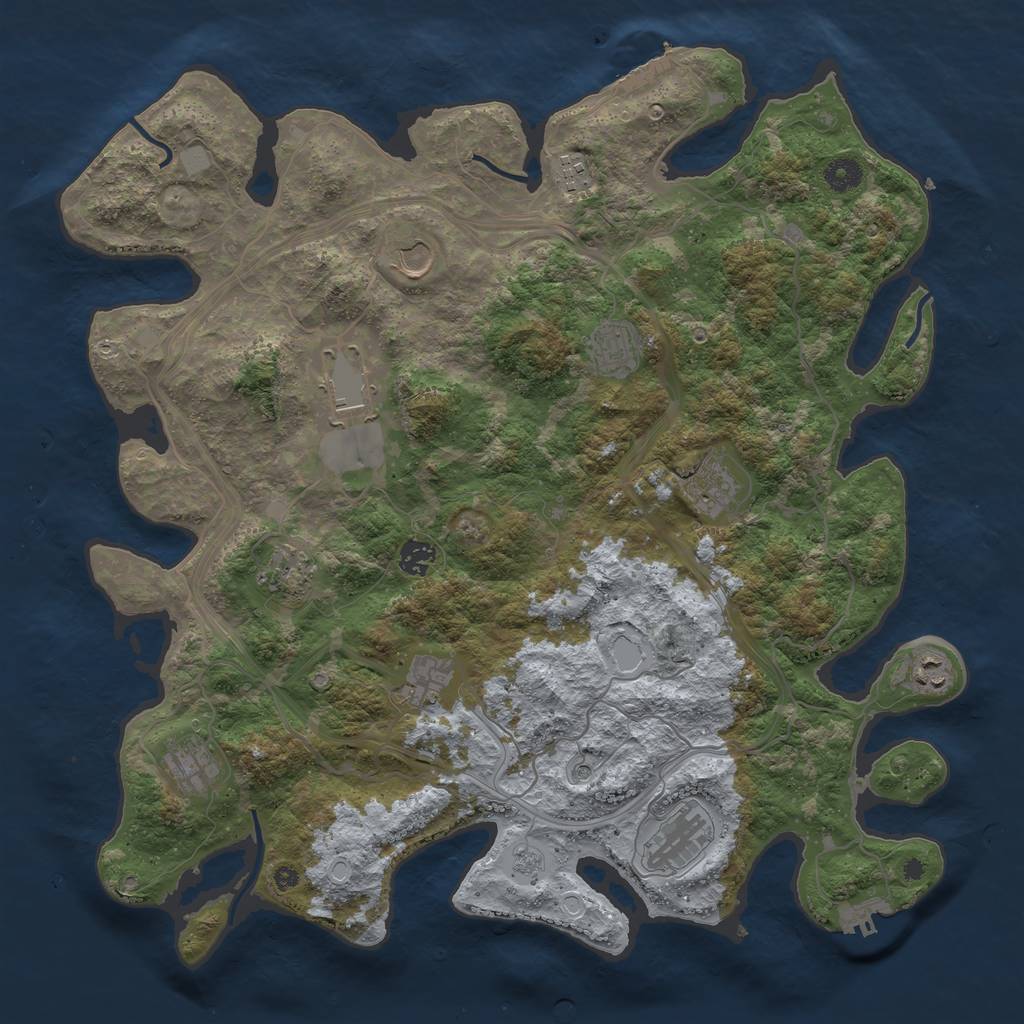 Rust Map: Procedural Map, Size: 4250, Seed: 227415445, 18 Monuments