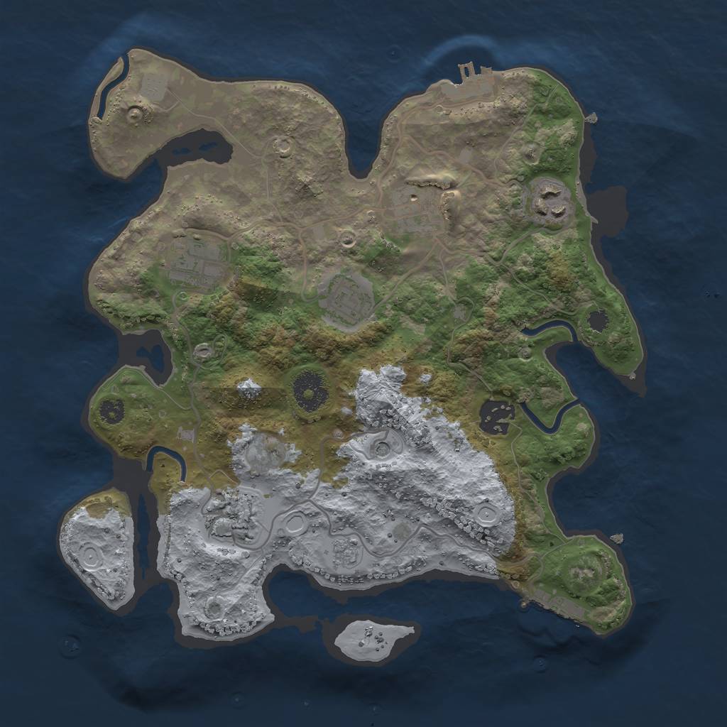 Rust Map: Procedural Map, Size: 3000, Seed: 1986706054, 13 Monuments