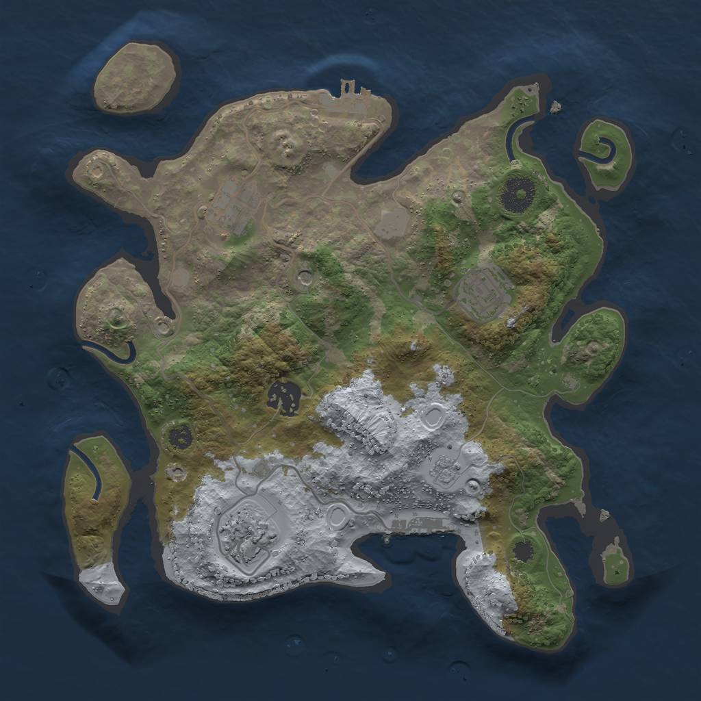 Rust Map: Procedural Map, Size: 3000, Seed: 2079312814, 11 Monuments