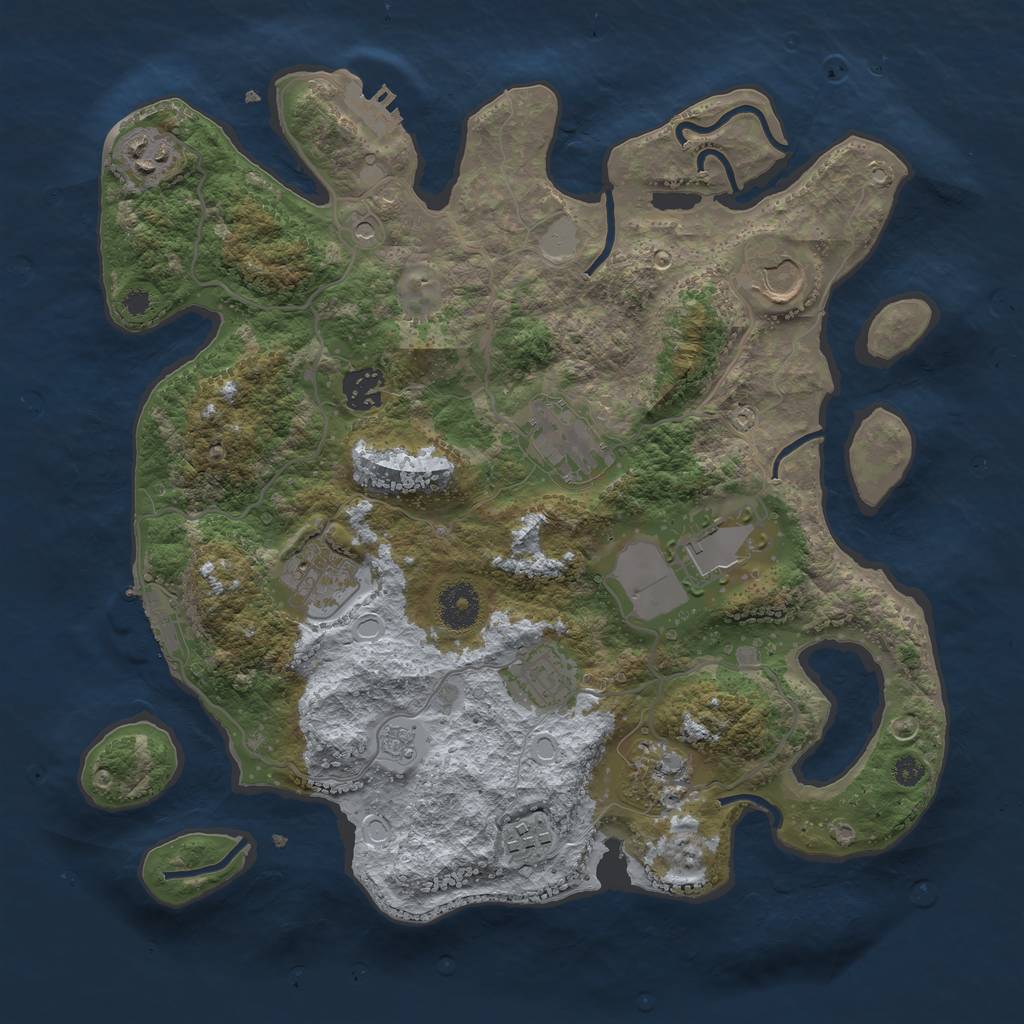 Rust Map: Procedural Map, Size: 3500, Seed: 35186166, 16 Monuments