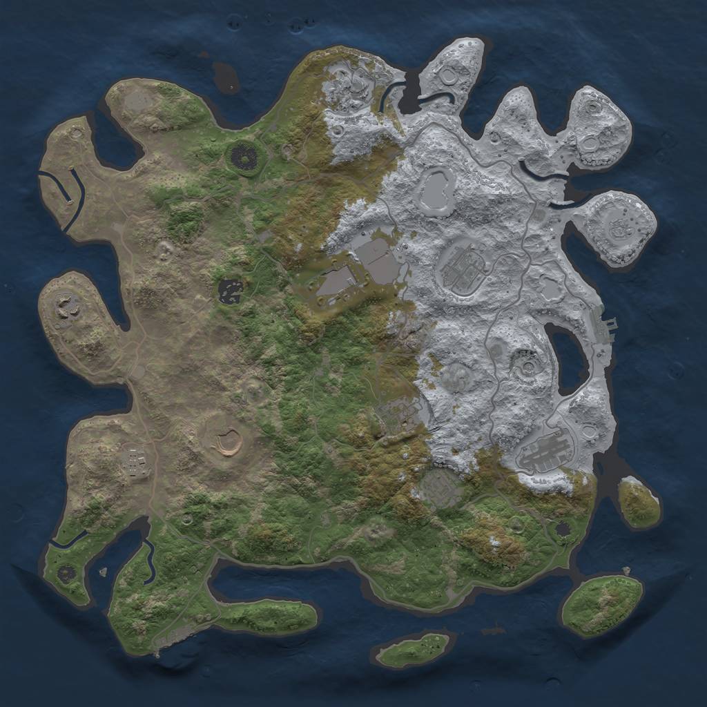 Rust Map: Procedural Map, Size: 4000, Seed: 1085434467, 17 Monuments