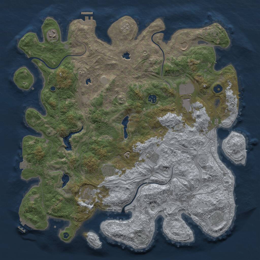 Rust Map: Procedural Map, Size: 4500, Seed: 23539560, 15 Monuments