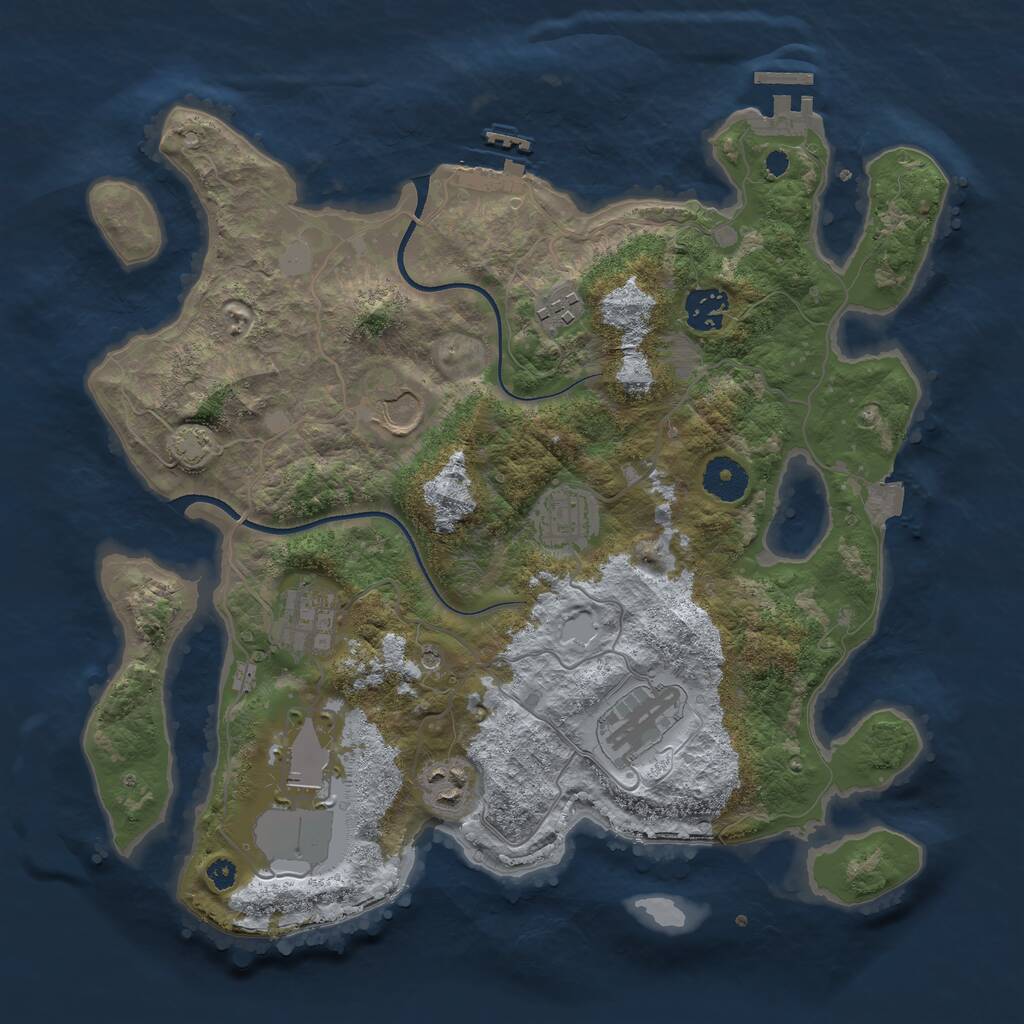 Rust Map: Procedural Map, Size: 3500, Seed: 61391, 13 Monuments