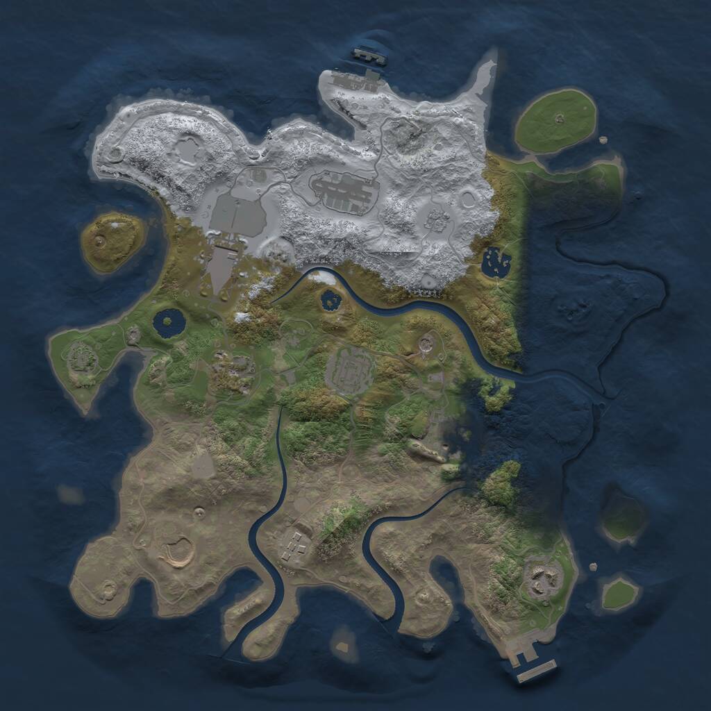 Rust Map: Procedural Map, Size: 3500, Seed: 1929214703, 15 Monuments
