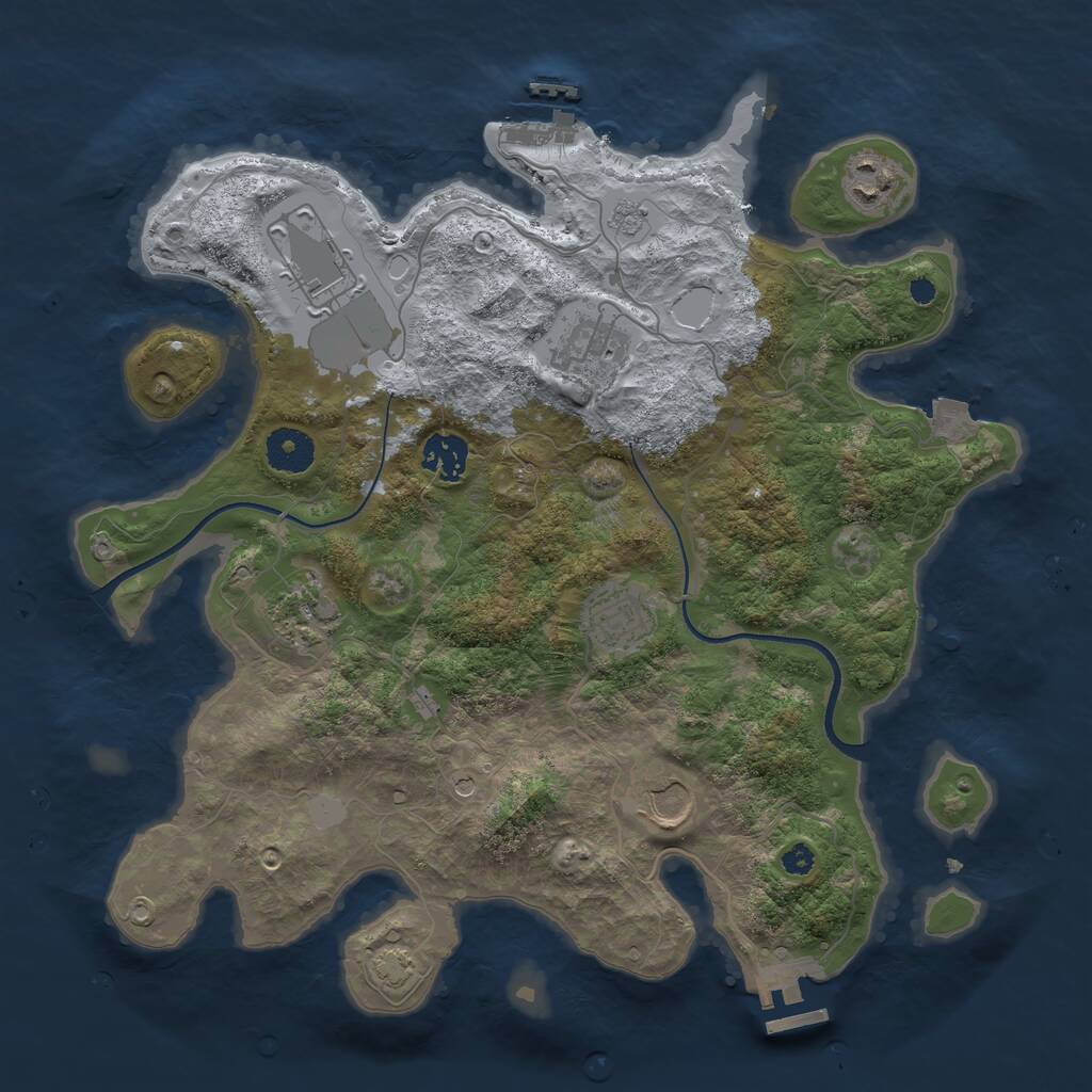 Rust Map: Procedural Map, Size: 3500, Seed: 1929214703, 13 Monuments