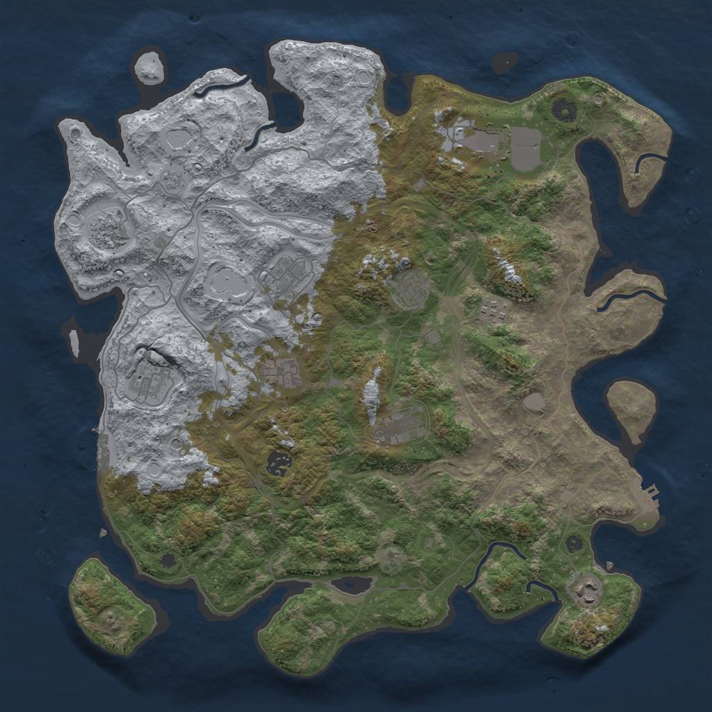 Rust Map: Procedural Map, Size: 4250, Seed: 995749708, 17 Monuments