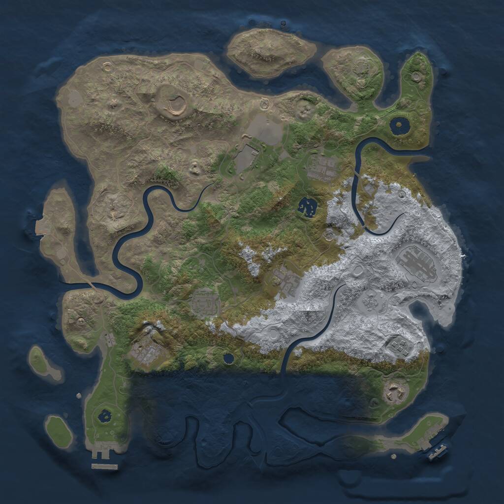 Rust Map: Procedural Map, Size: 3900, Seed: 300000, 16 Monuments