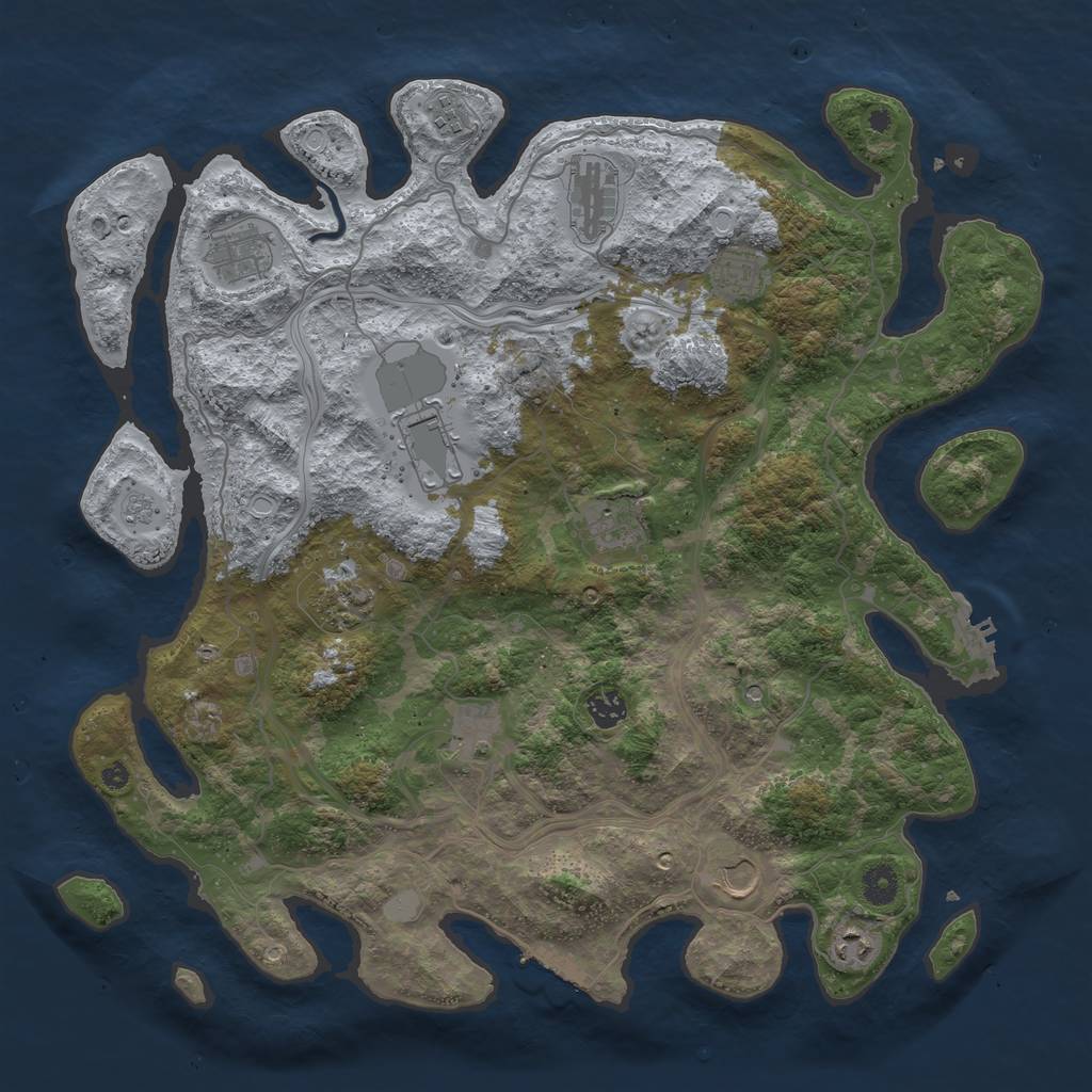 Rust Map: Procedural Map, Size: 4250, Seed: 69629341, 18 Monuments