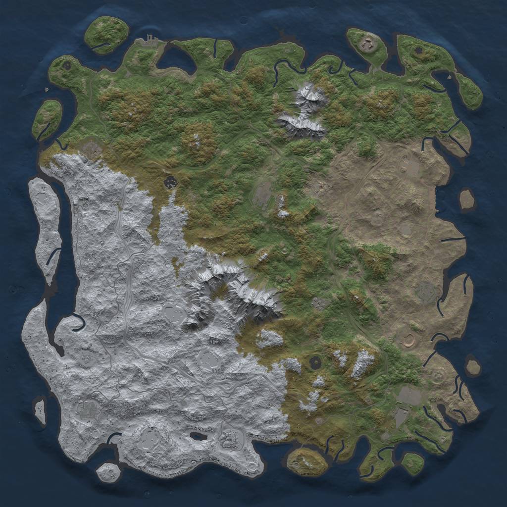 Rust Map: Procedural Map, Size: 6000, Seed: 24910284, 18 Monuments