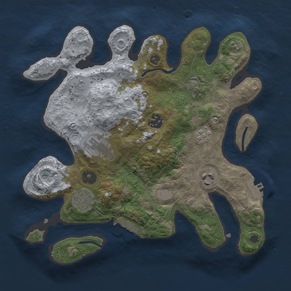 Rust Map: Procedural Map, Size: 3000, Seed: 859654, 13 Monuments