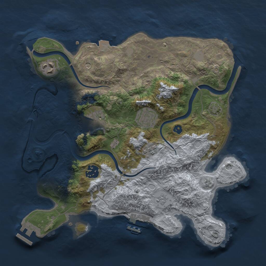 Rust Map: Procedural Map, Size: 3000, Seed: 286204610, 11 Monuments