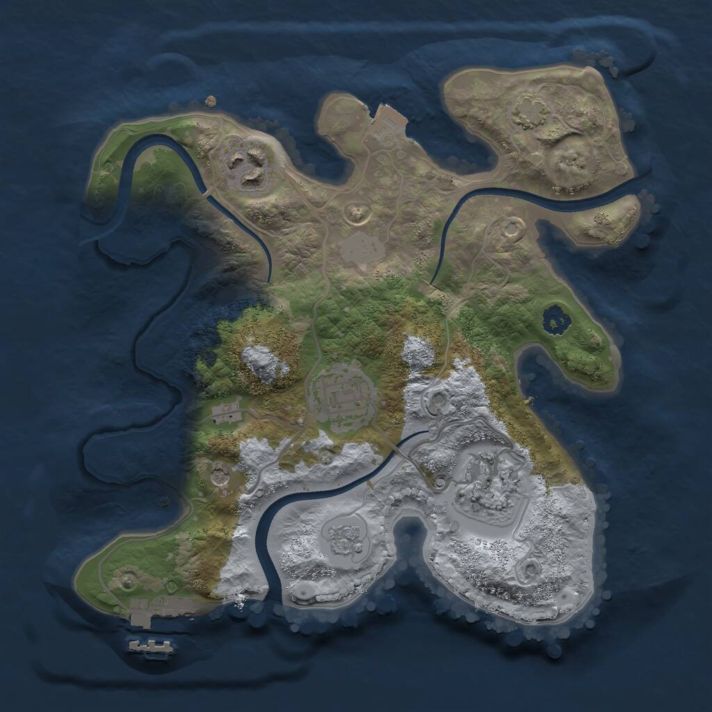 Rust Map: Procedural Map, Size: 2500, Seed: 1616653, 8 Monuments