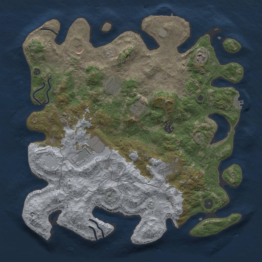 Rust Map: Procedural Map, Size: 4000, Seed: 1919462219, 16 Monuments