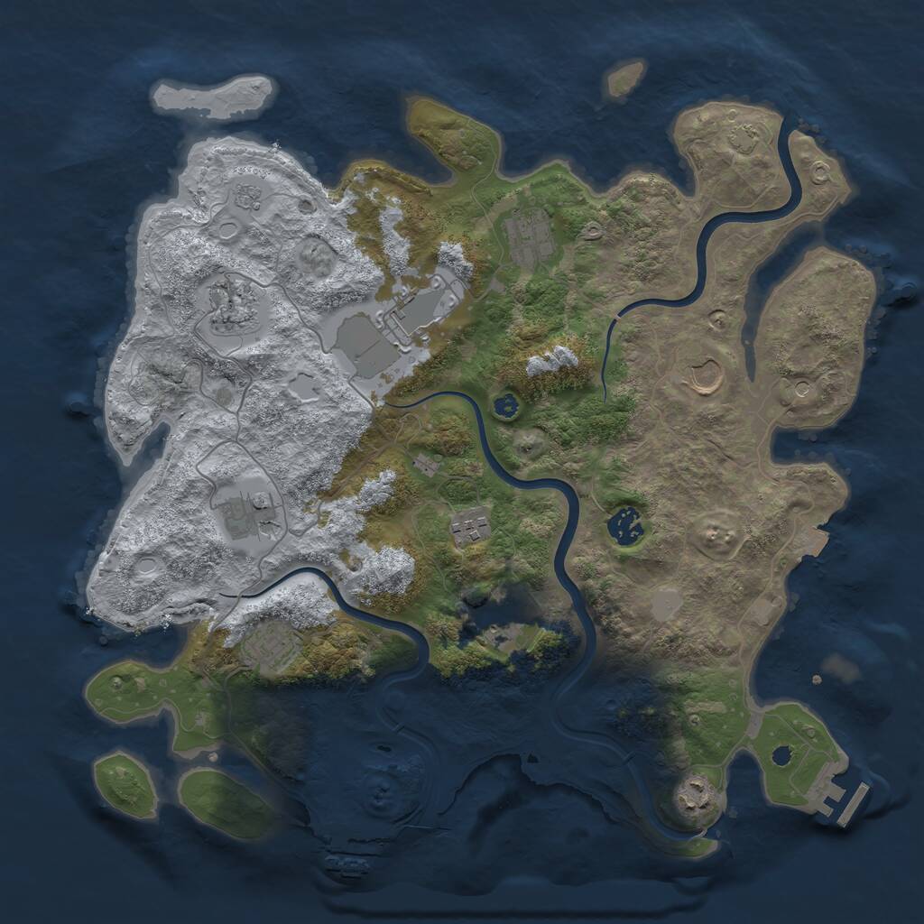 Rust Map: Procedural Map, Size: 3900, Seed: 600000, 16 Monuments