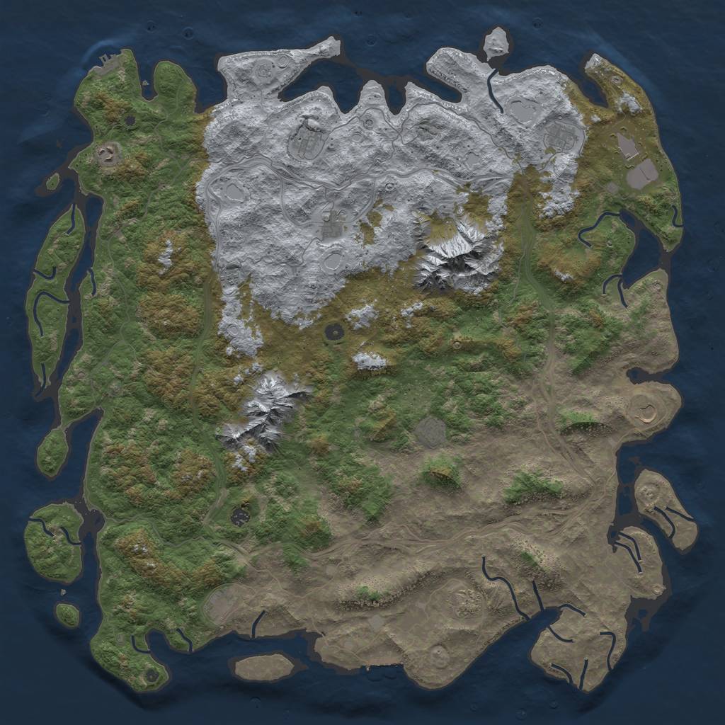 Rust Map: Procedural Map, Size: 6000, Seed: 47866, 18 Monuments