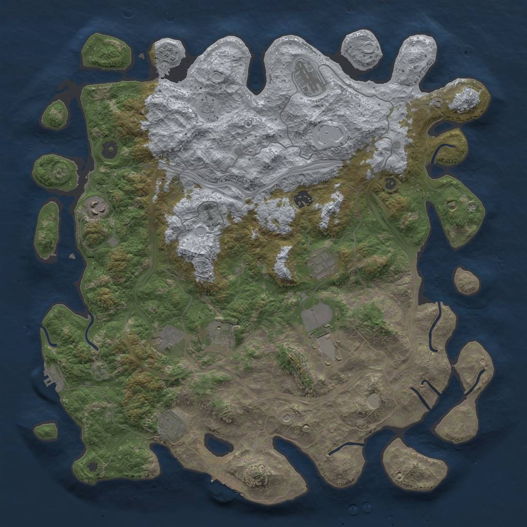 Rust Map: Procedural Map, Size: 4500, Seed: 6457843, 16 Monuments
