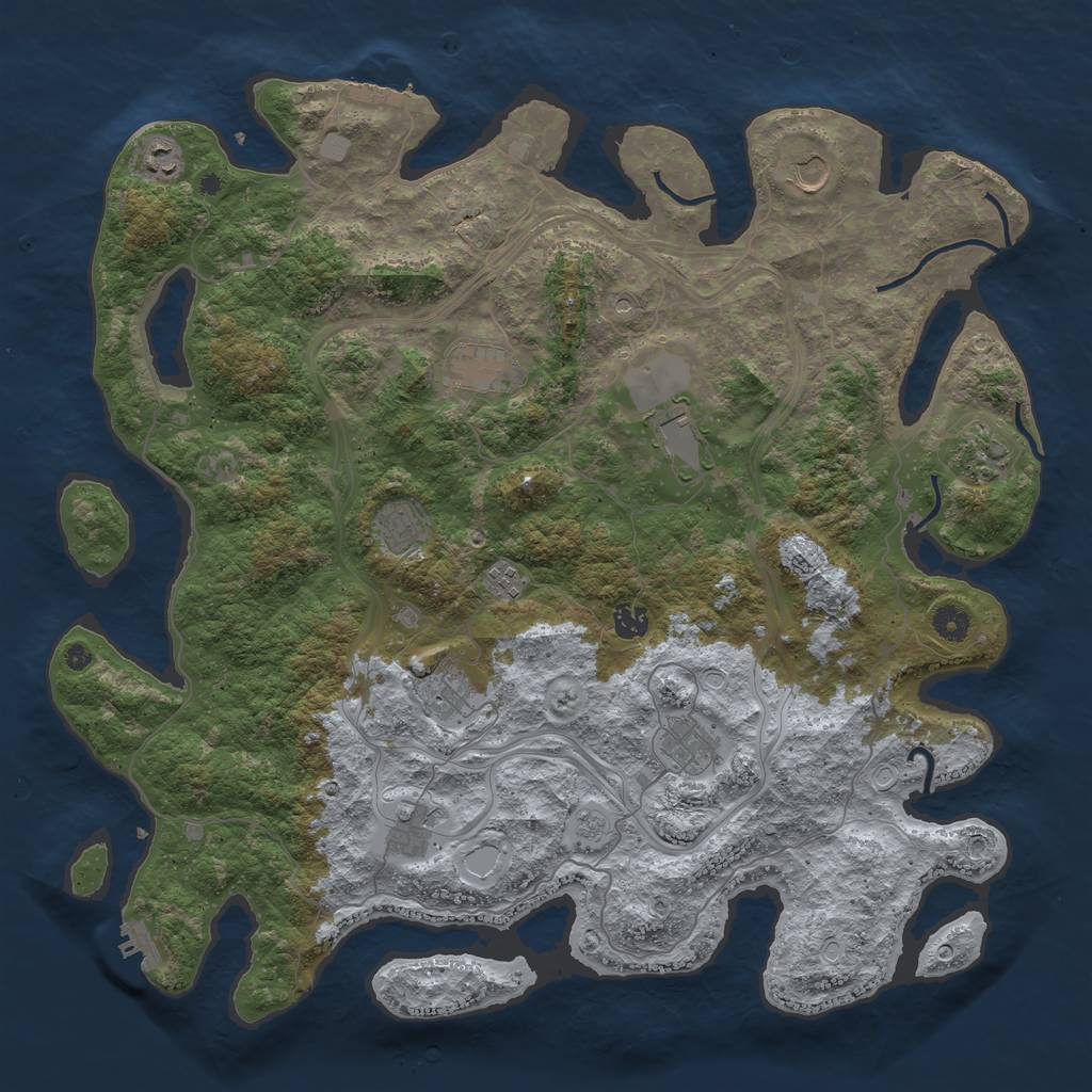 Rust Map: Procedural Map, Size: 4500, Seed: 233903169, 18 Monuments