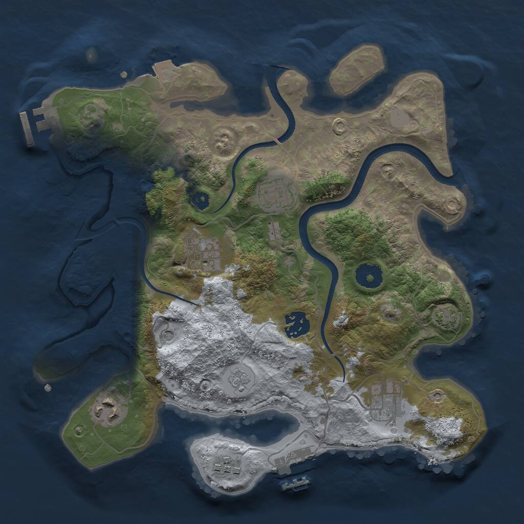 Rust Map: Procedural Map, Size: 3000, Seed: 5140827, 12 Monuments