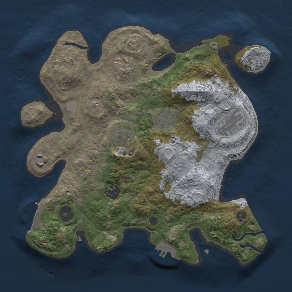 Rust Map: Procedural Map, Size: 3000, Seed: 281945479, 12 Monuments