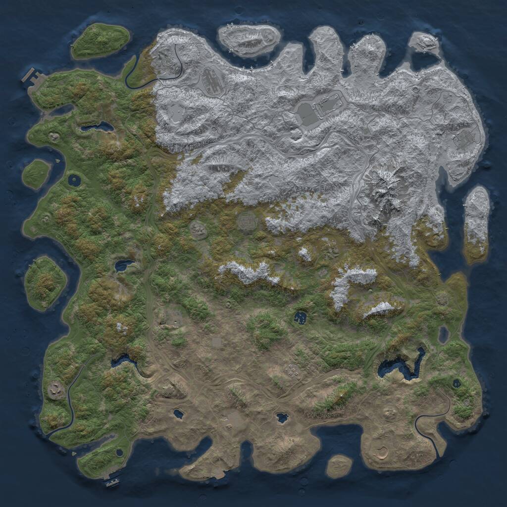 Rust Map: Procedural Map, Size: 6000, Seed: 435139415, 17 Monuments