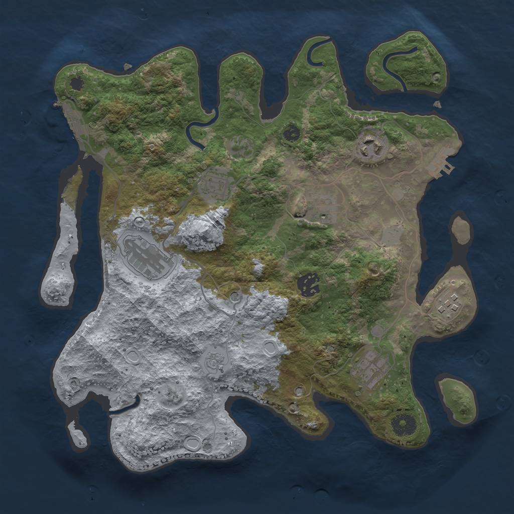 Rust Map: Procedural Map, Size: 3250, Seed: 6743, 14 Monuments