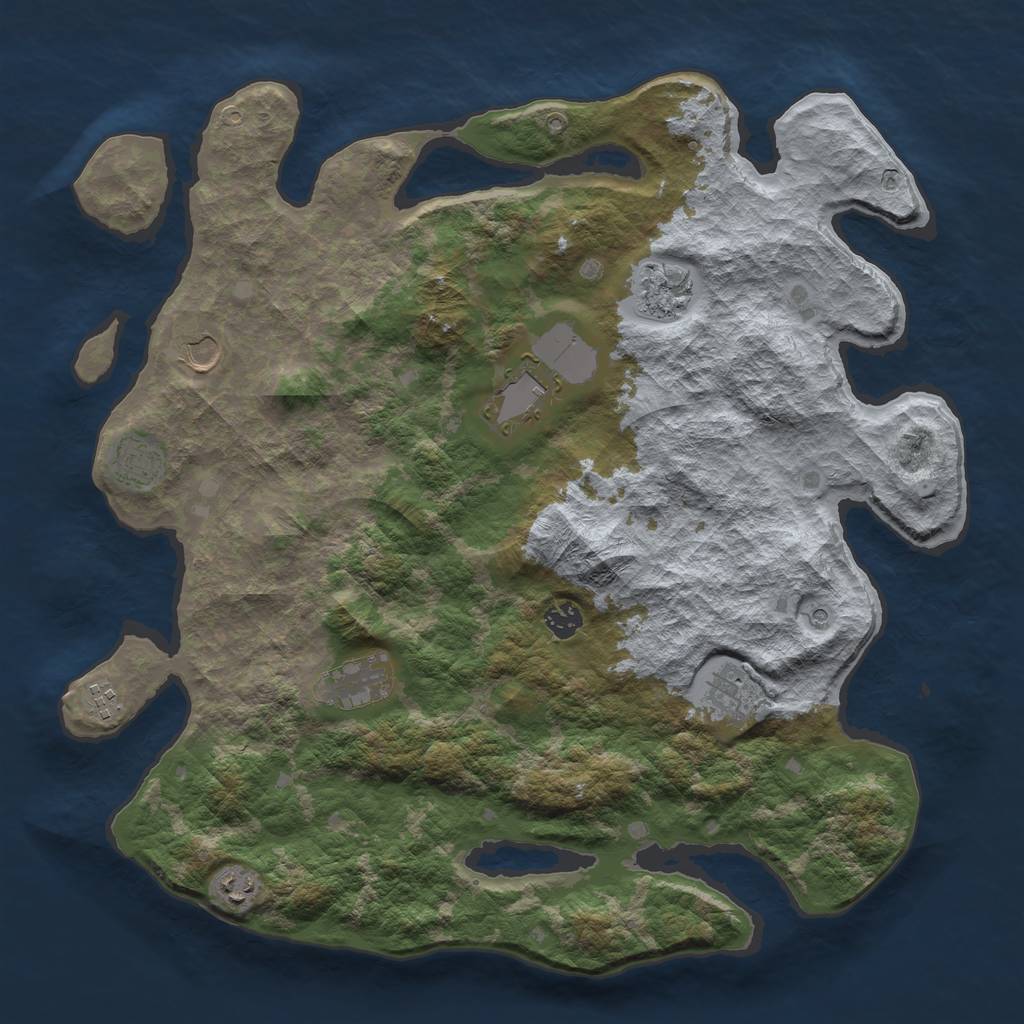 Rust Map: Barren, Size: 4250, Seed: 1042976242, 12 Monuments