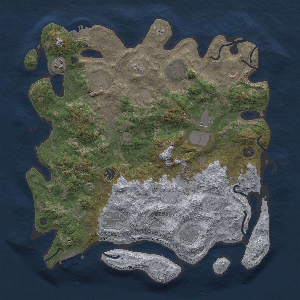 Rust Map: Procedural Map, Size: 4000, Seed: 811759138, 17 Monuments