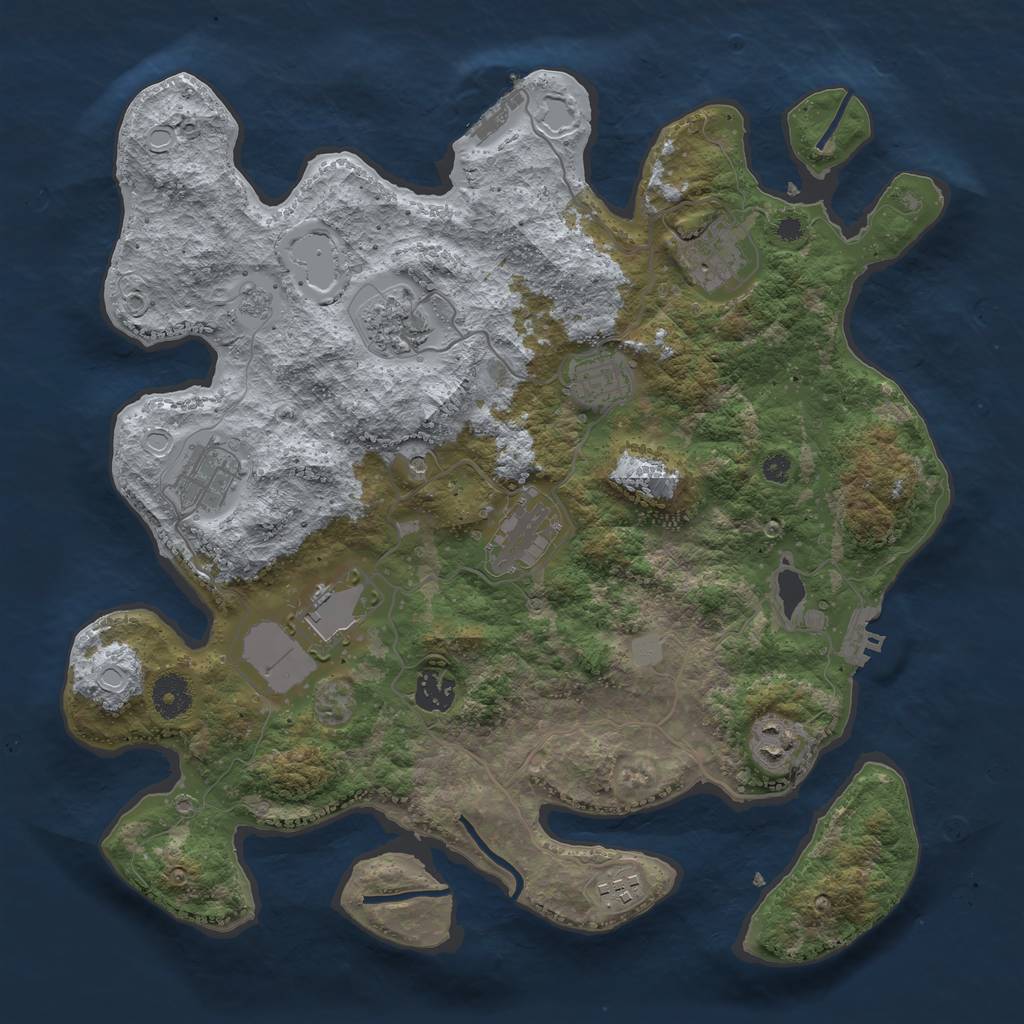 Rust Map: Procedural Map, Size: 3700, Seed: 80873, 16 Monuments