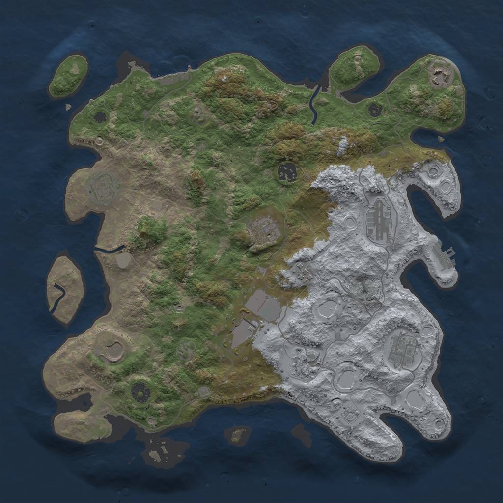 Rust Map: Procedural Map, Size: 3800, Seed: 441763409, 17 Monuments