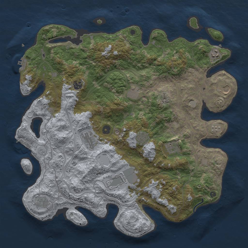 Rust Map: Procedural Map, Size: 4250, Seed: 1887119126, 17 Monuments
