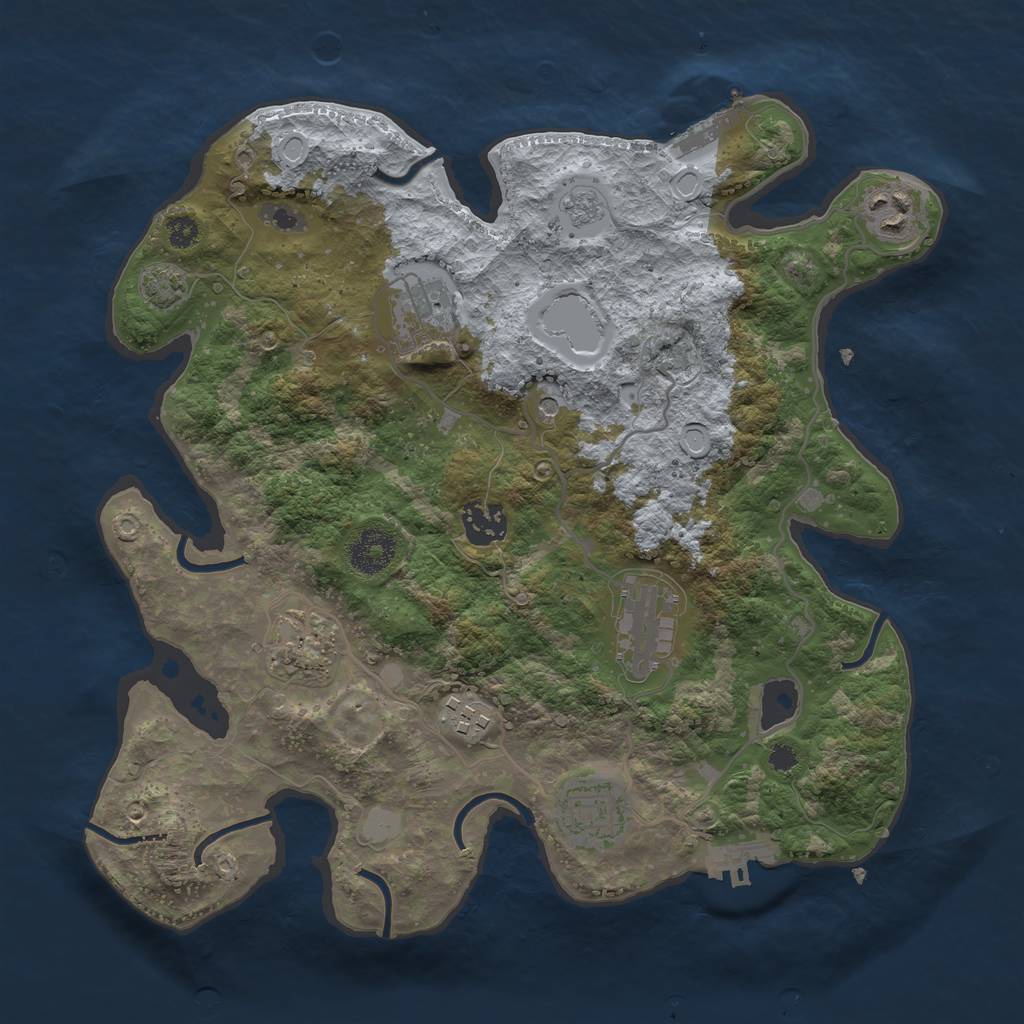 Rust Map: Procedural Map, Size: 3300, Seed: 1219264001, 15 Monuments
