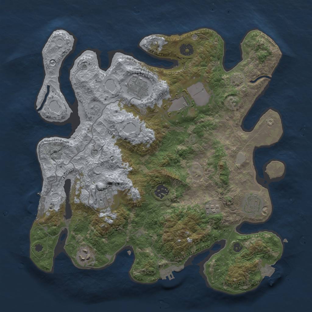 Rust Map: Procedural Map, Size: 3500, Seed: 464519782, 15 Monuments