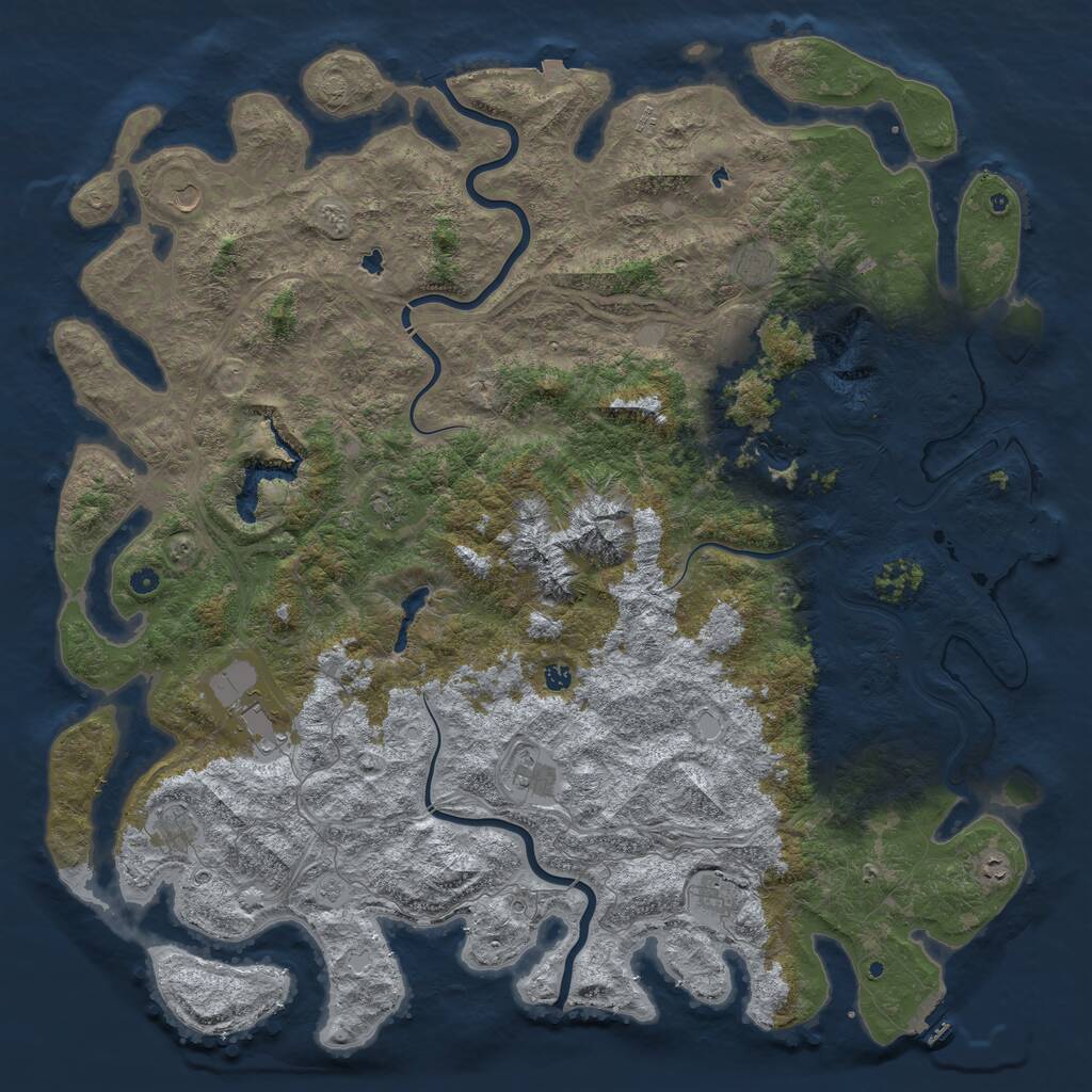 Rust Map: Procedural Map, Size: 6000, Seed: 11369, 17 Monuments