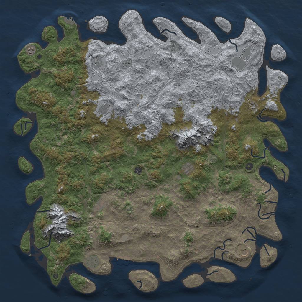 Rust Map: Procedural Map, Size: 6000, Seed: 821501403, 18 Monuments