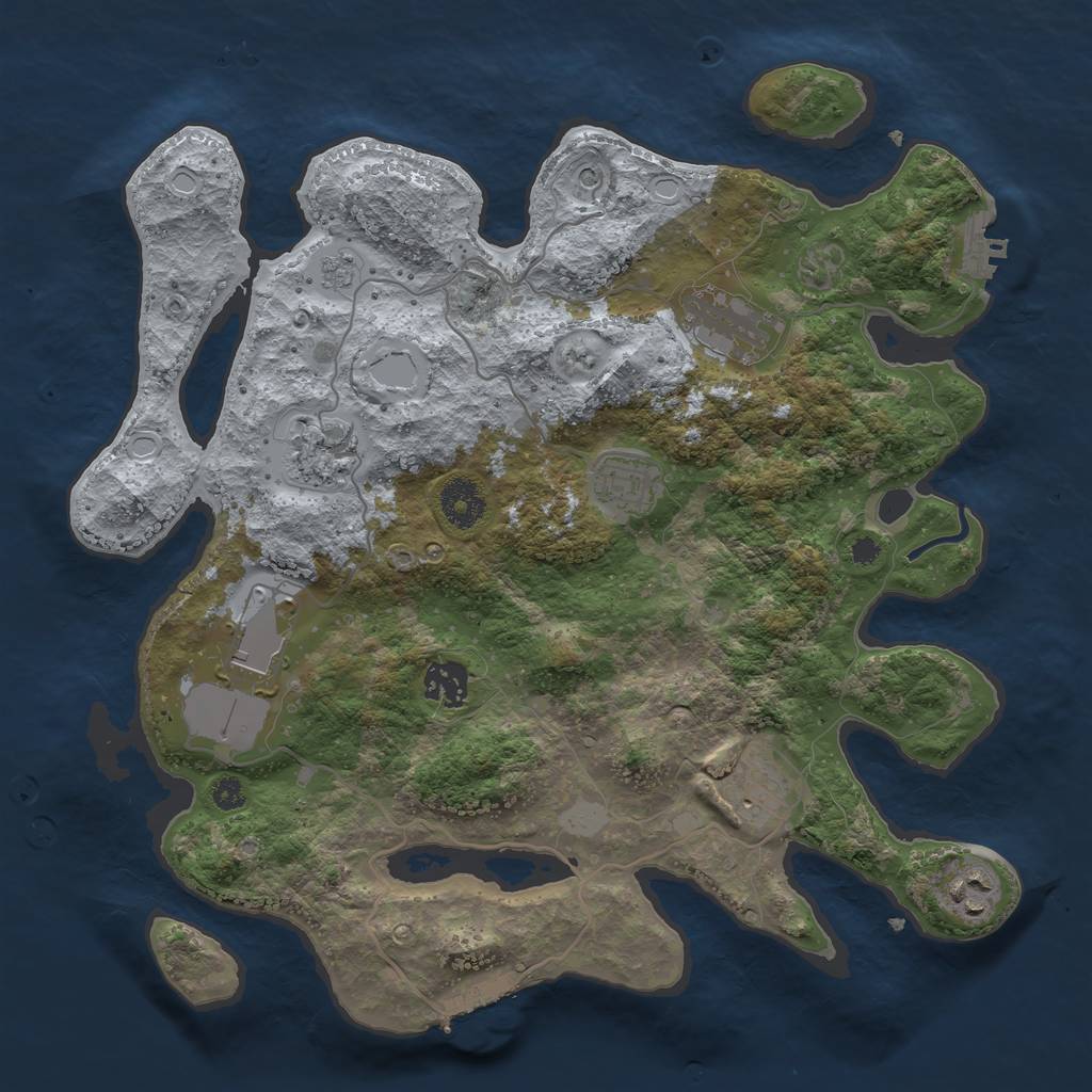 Rust Map: Procedural Map, Size: 3500, Seed: 1373000000, 14 Monuments