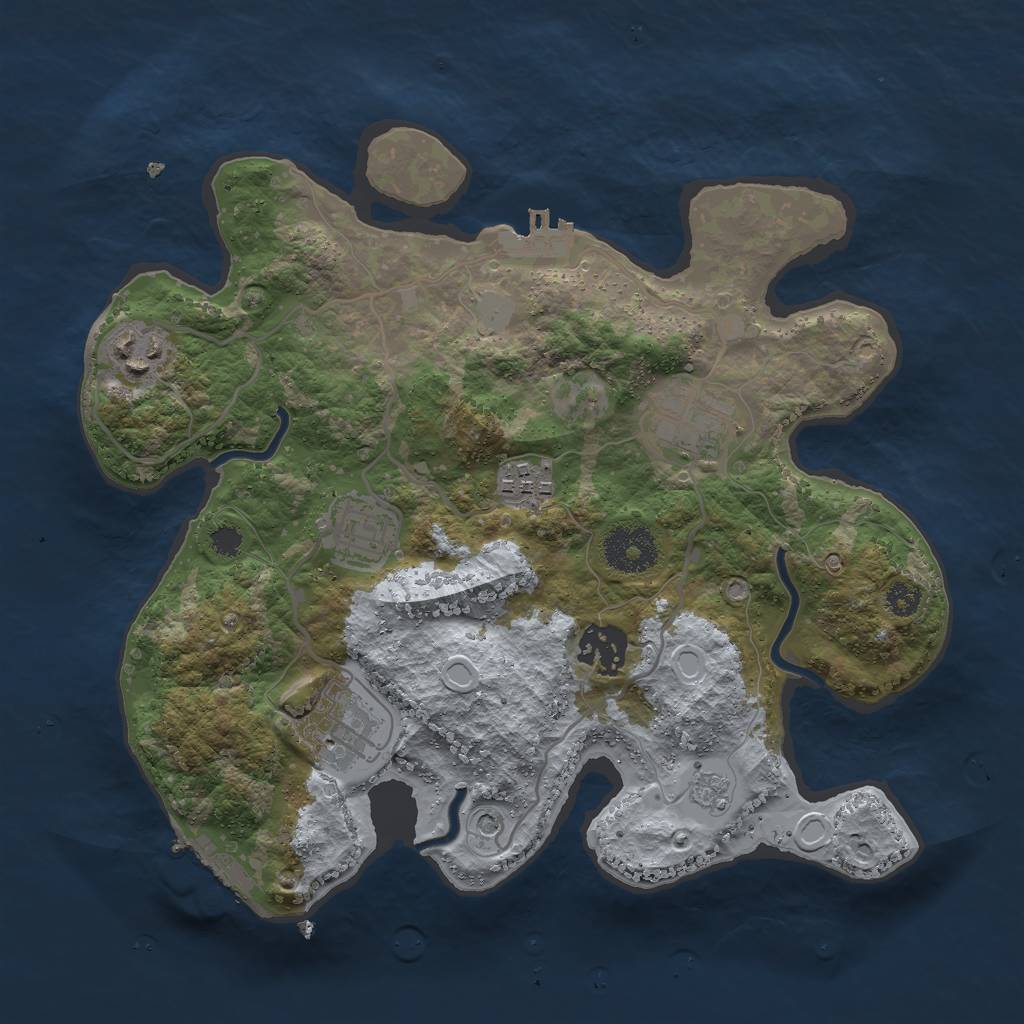 Rust Map: Procedural Map, Size: 3000, Seed: 9043152, 13 Monuments