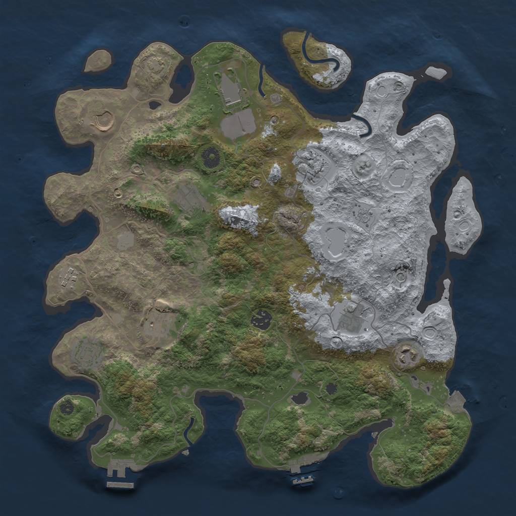 Rust Map: Procedural Map, Size: 3885, Seed: 12565, 18 Monuments
