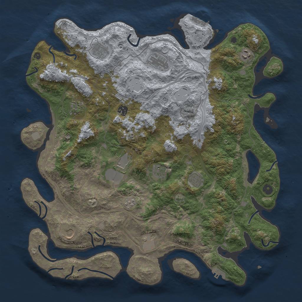 Rust Map: Procedural Map, Size: 4500, Seed: 46576546, 18 Monuments