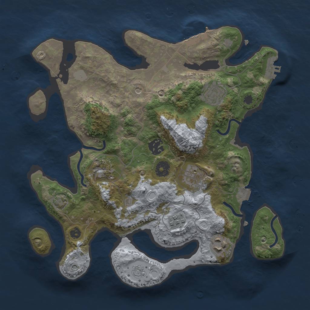 Rust Map: Procedural Map, Size: 3000, Seed: 2053649, 14 Monuments