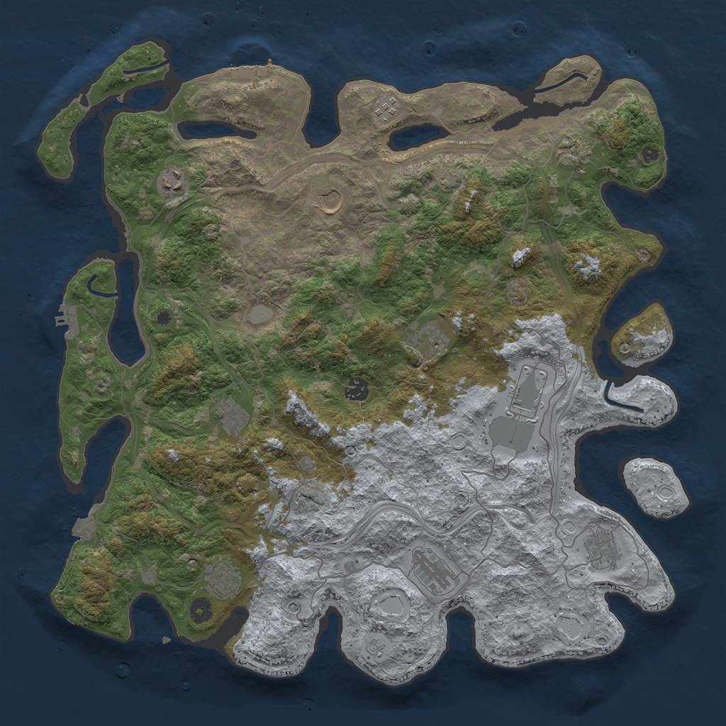 Rust Map: Procedural Map, Size: 4500, Seed: 879244289, 19 Monuments