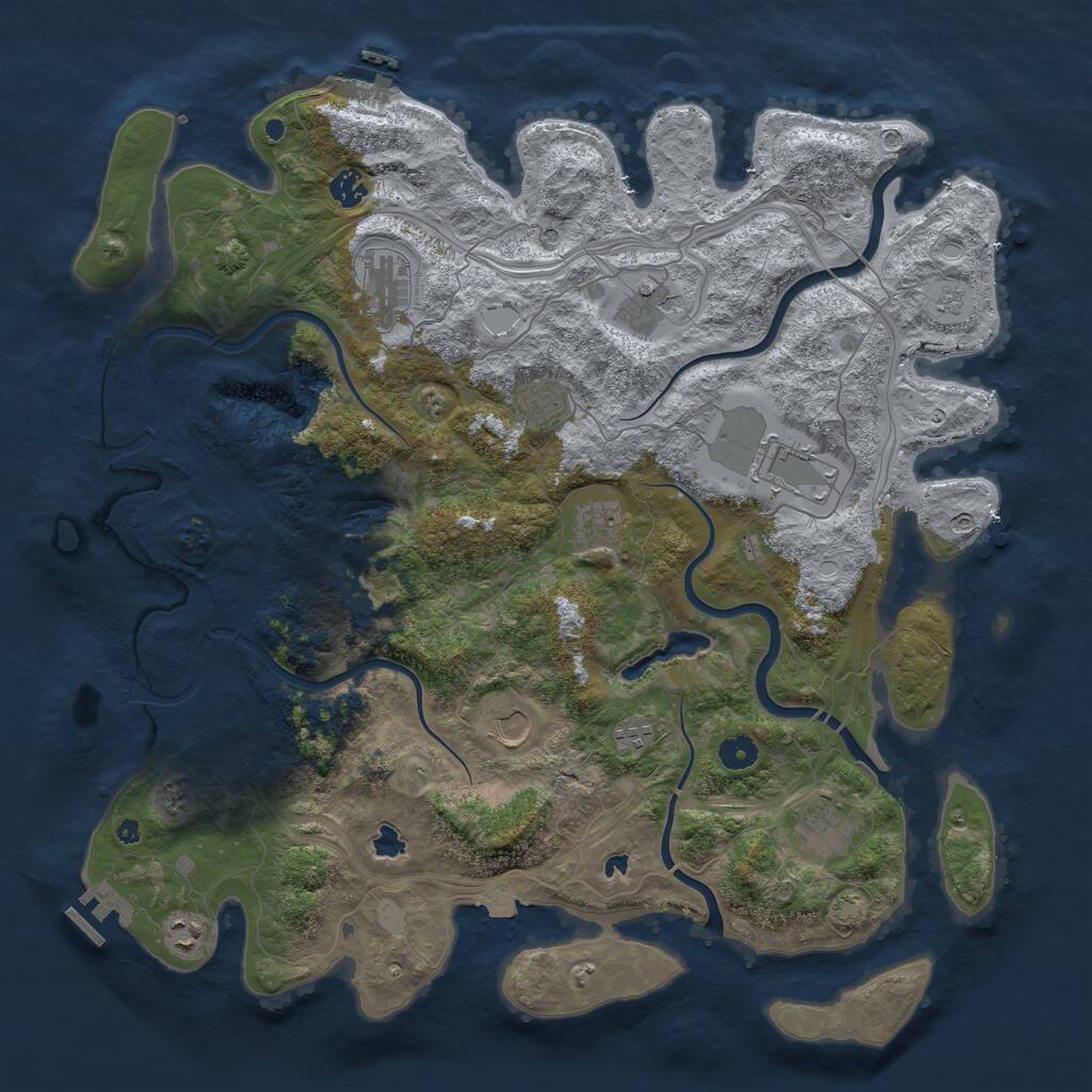 Rust Map: Procedural Map, Size: 4500, Seed: 1464495449, 16 Monuments