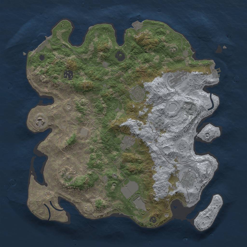 Rust Map: Procedural Map, Size: 3700, Seed: 388291114, 17 Monuments