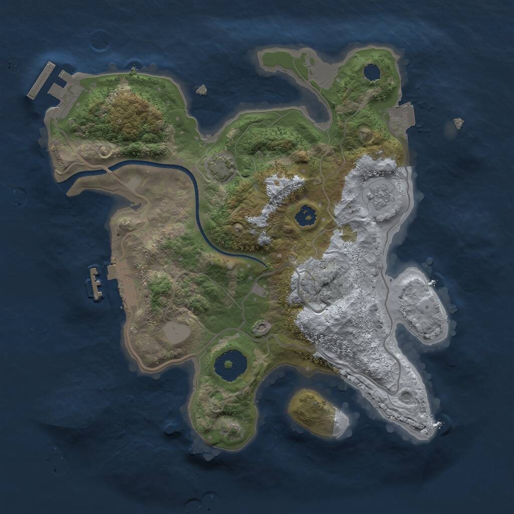 Rust Map: Procedural Map, Size: 2500, Seed: 419043663, 5 Monuments