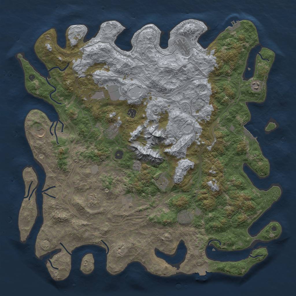 Rust Map: Procedural Map, Size: 5000, Seed: 8265463, 19 Monuments